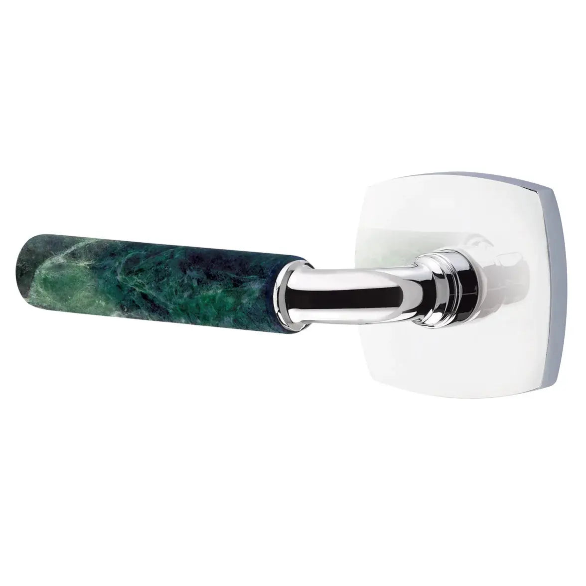 Emtek Green Marble Lever with Urban Modern Rosette and R-Bar Stem by Emtek