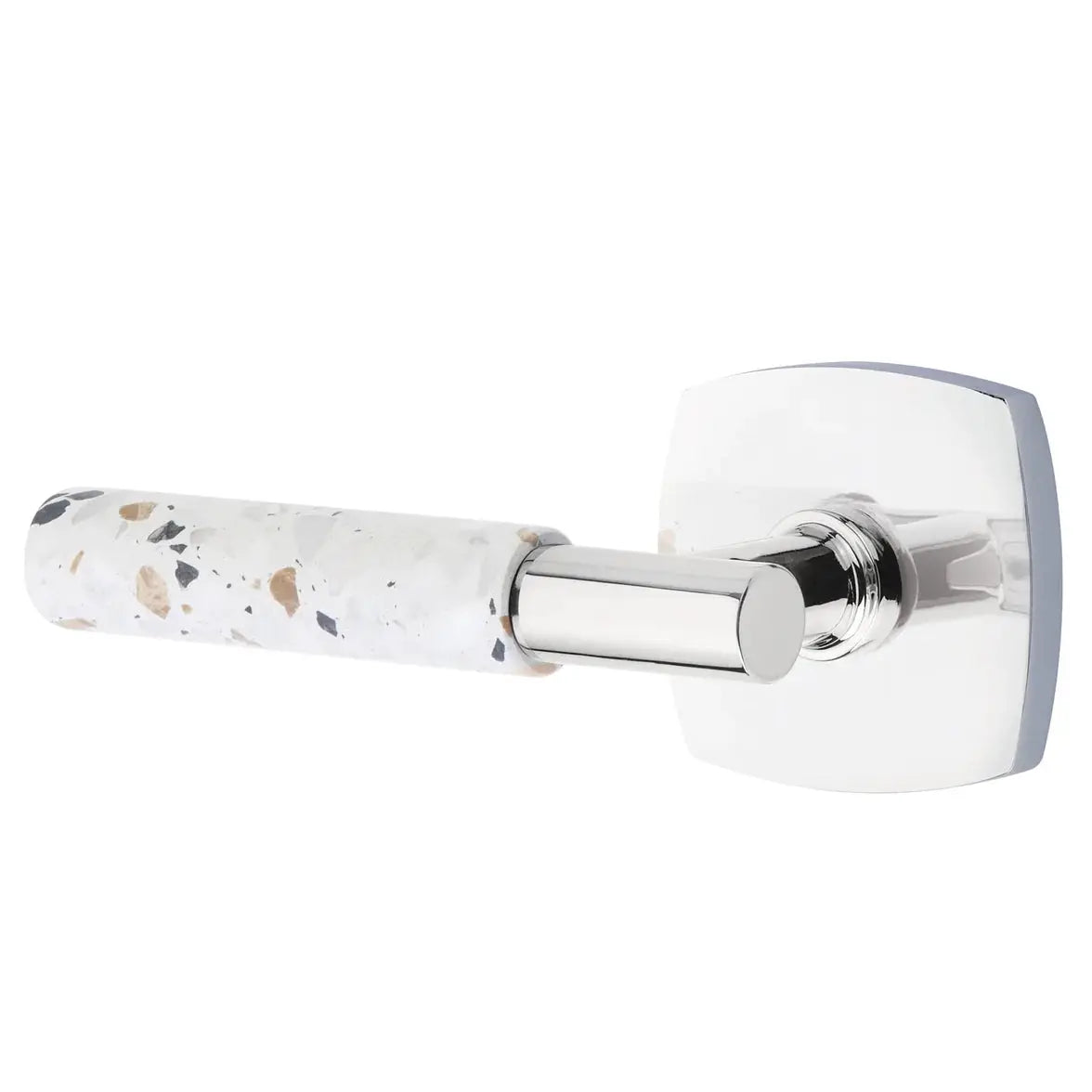 Emtek Light Terrazzo Lever with Urban Modern Rosette and T-Bar Stem by Emtek