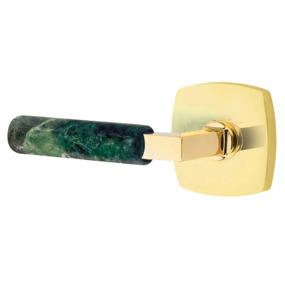 Emtek Green Marble Lever with Urban Modern Rosette and L-Square Stem by Emtek