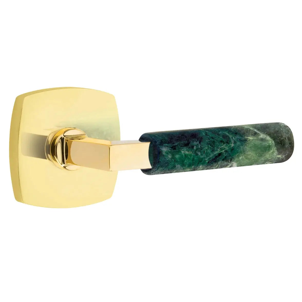 Emtek Green Marble Lever with Urban Modern Rosette and L-Square Stem