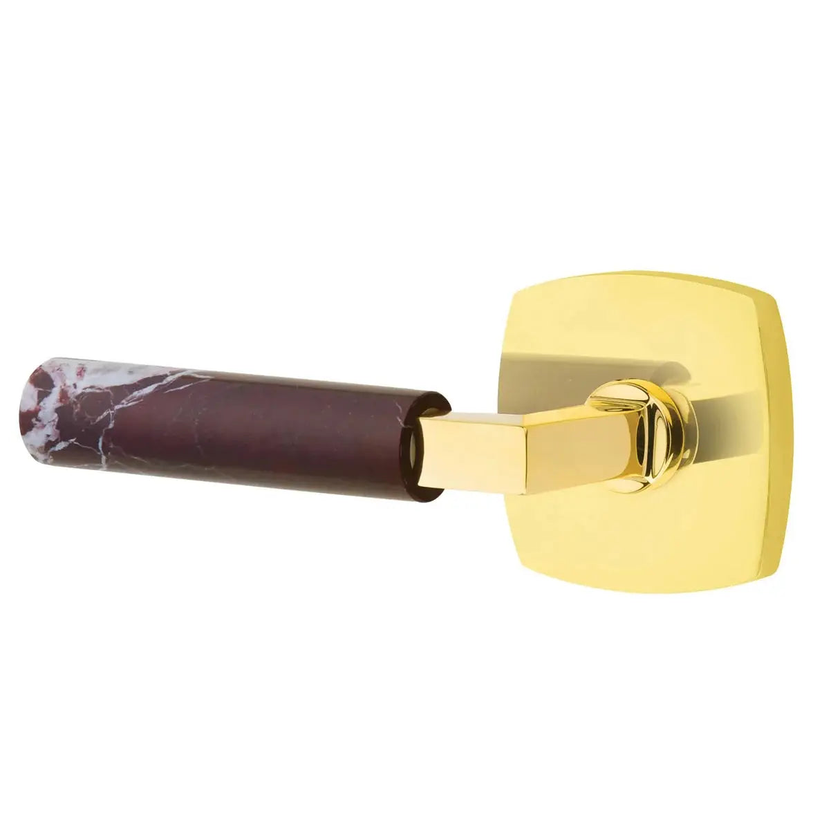 Emtek Rosso Levanto Marble Lever with Urban Modern Rosette and L-Square Stem by Emtek