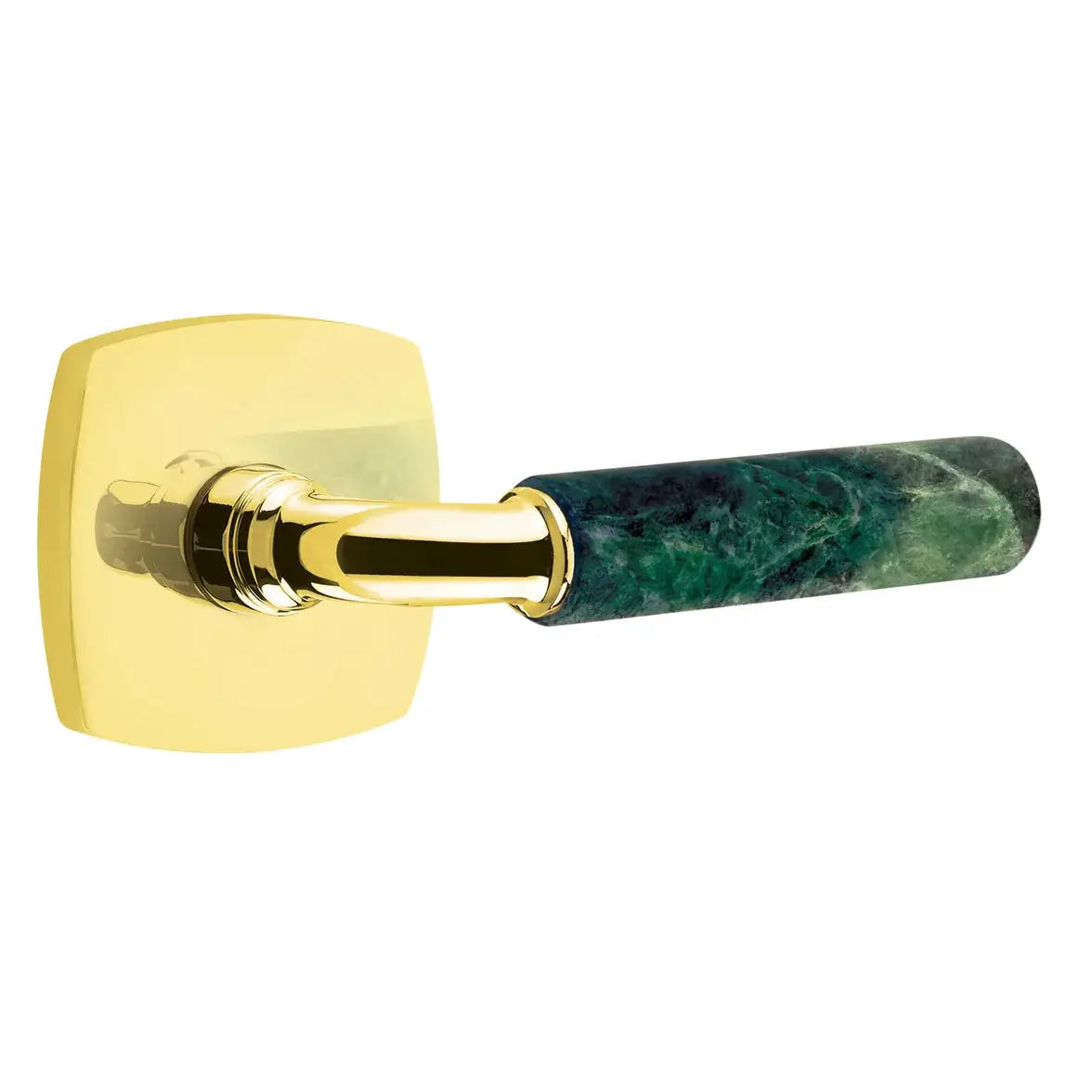 Emtek Green Marble Lever with Urban Modern Rosette and R-Bar Stem by Emtek