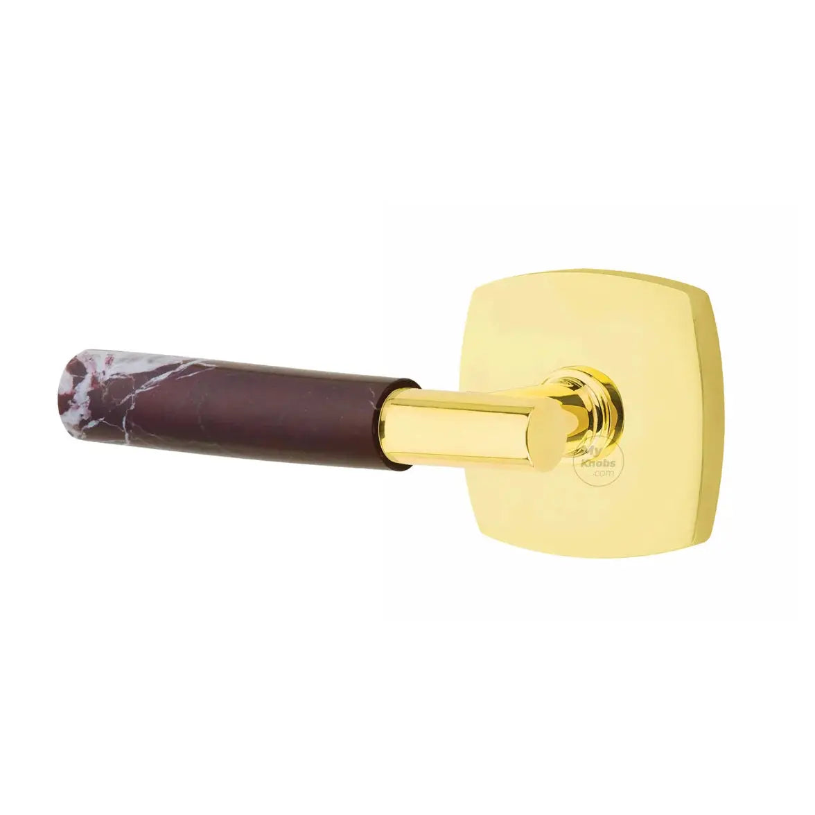 Emtek Rosso Levanto Marble Lever with Urban Modern Rosette and T-Bar Stem by Emtek