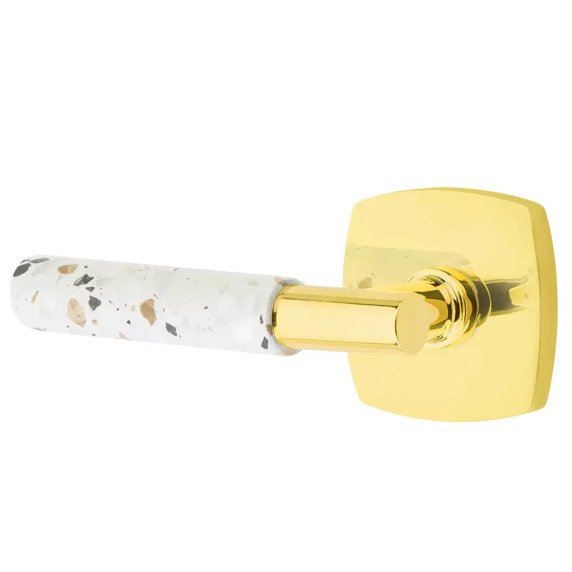 Emtek Light Terrazzo Lever with Urban Modern Rosette and T-Bar Stem by Emtek