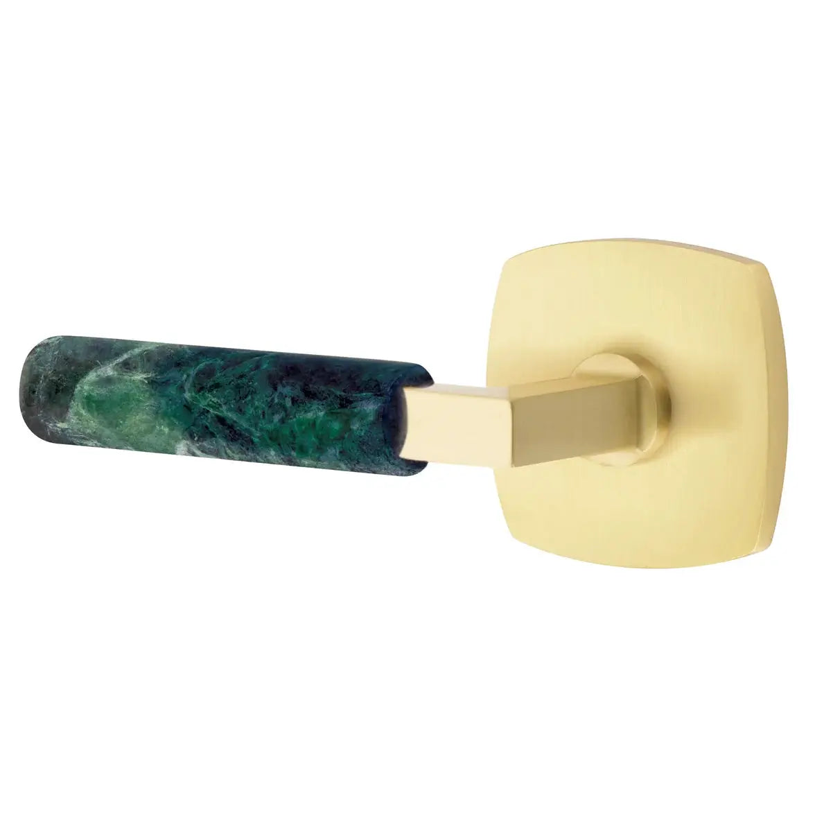 Emtek Green Marble Lever with Urban Modern Rosette and L-Square Stem by Emtek