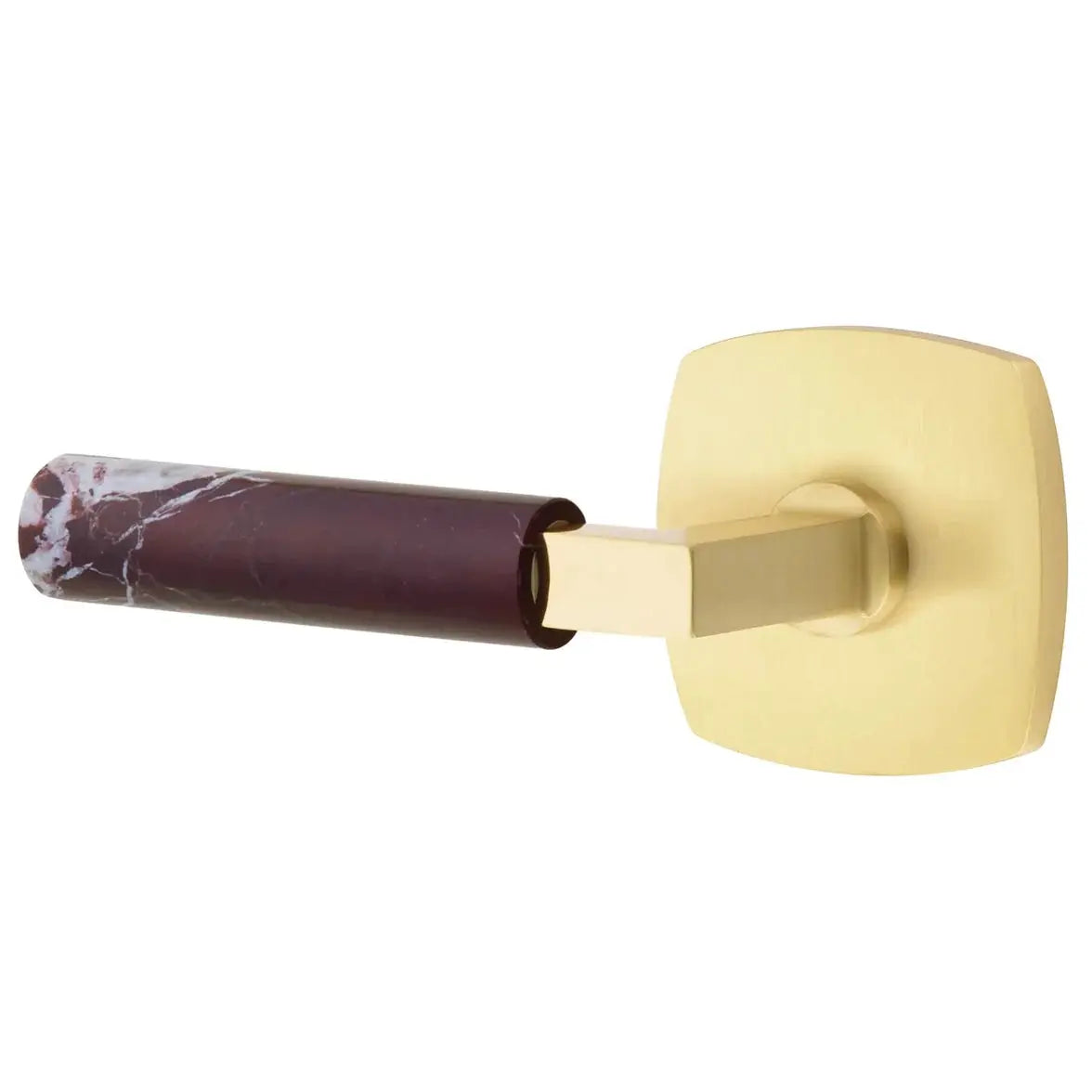 Emtek Rosso Levanto Marble Lever with Urban Modern Rosette and L-Square Stem by Emtek