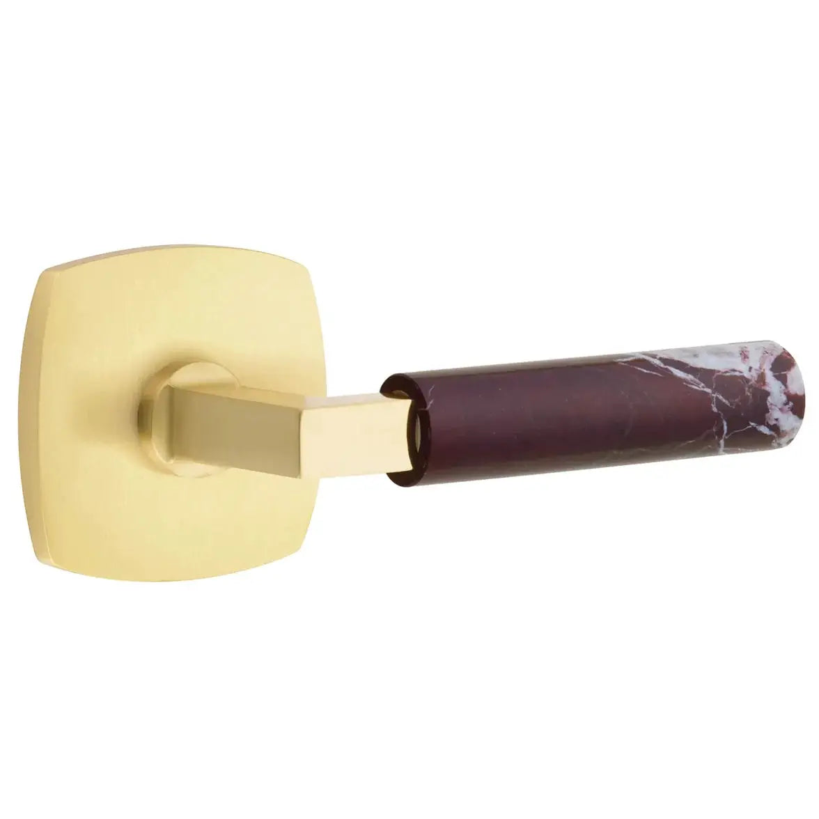Emtek Rosso Levanto Marble Lever with Urban Modern Rosette and L-Square Stem by Emtek