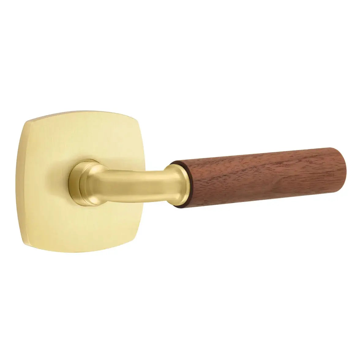 Emtek Walnut Lever with Urban Modern Rosette and R-Bar Stem by Emtek