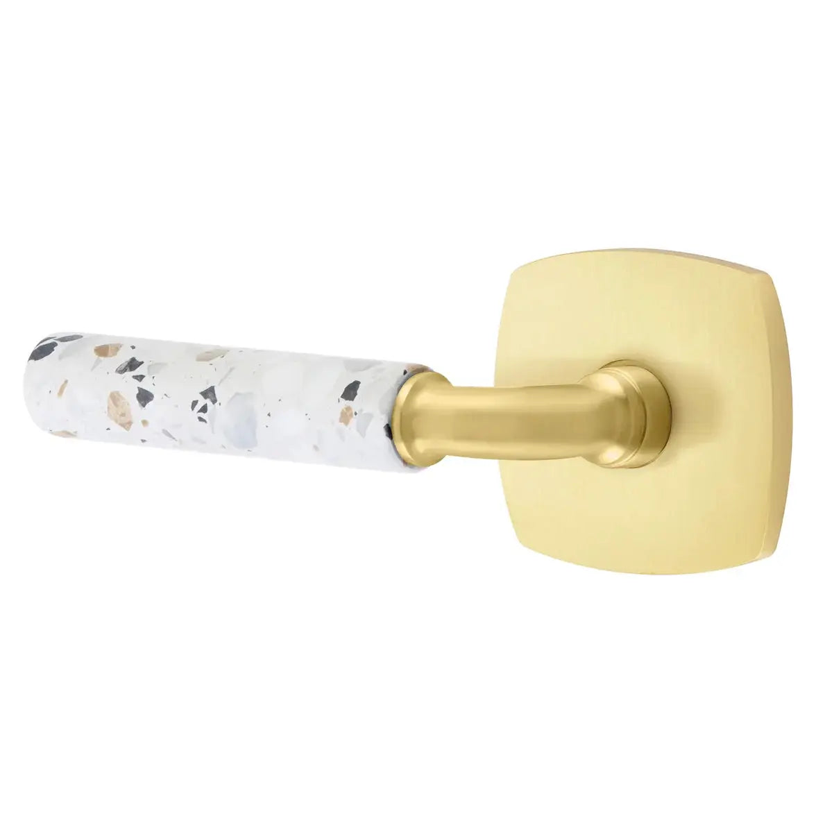 Emtek Light Terrazzo Lever with Urban Modern Rosette and R-Bar Stem by Emtek