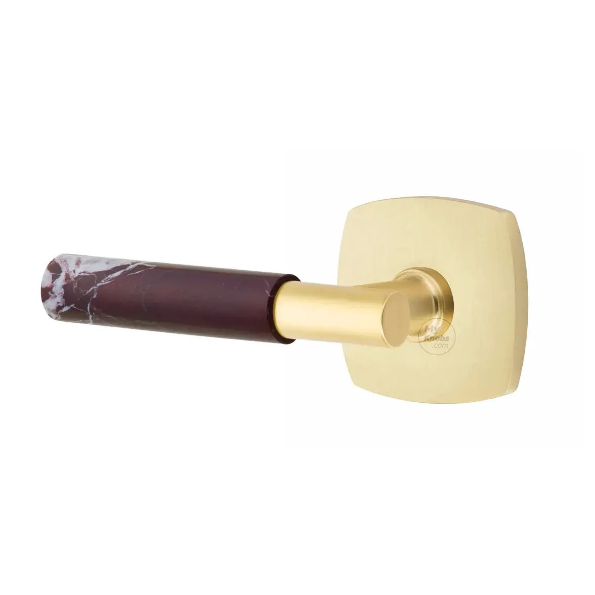 Emtek Rosso Levanto Marble Lever with Urban Modern Rosette and T-Bar Stem by Emtek