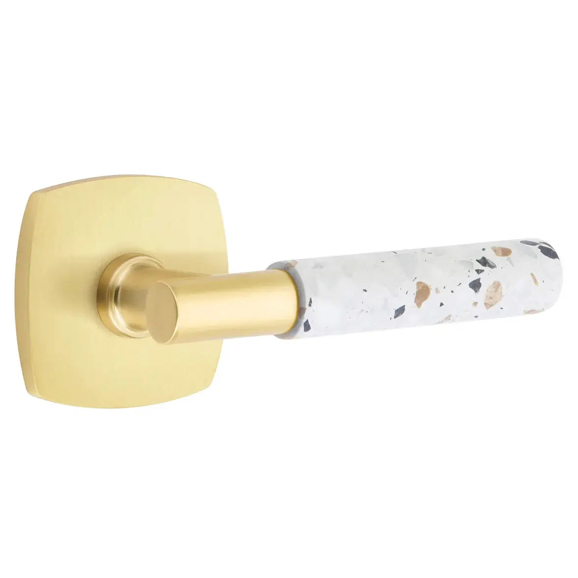 Emtek Light Terrazzo Lever with Urban Modern Rosette and T-Bar Stem by Emtek