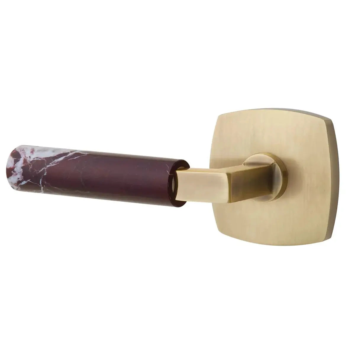 Emtek Rosso Levanto Marble Lever with Urban Modern Rosette and L-Square Stem by Emtek
