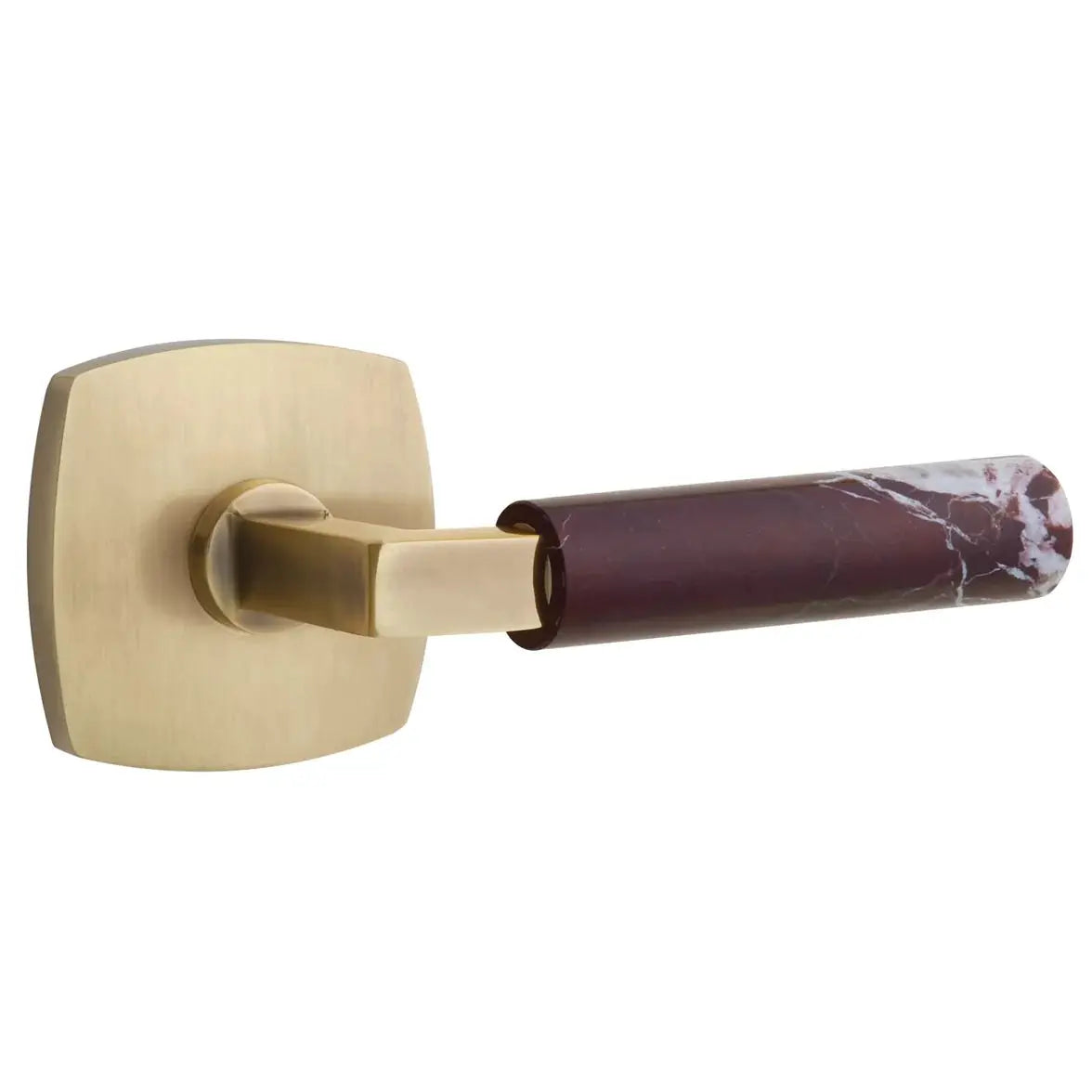 Emtek Rosso Levanto Marble Lever with Urban Modern Rosette and L-Square Stem by Emtek
