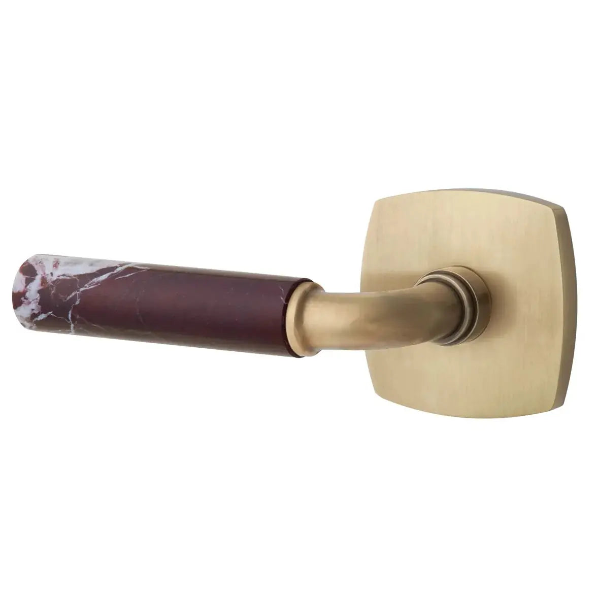 Emtek Rosso Levanto Marble Lever with Urban Modern Rosette and R-Bar Stem by Emtek