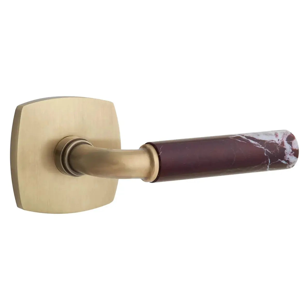 Emtek Rosso Levanto Marble Lever with Urban Modern Rosette and R-Bar Stem by Emtek