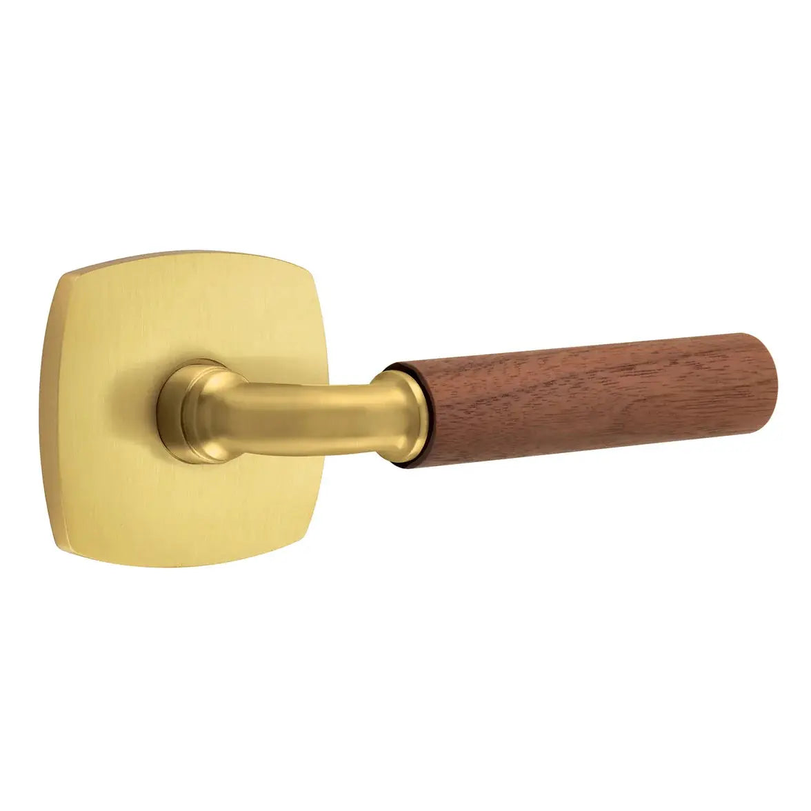 Emtek Walnut Lever with Urban Modern Rosette and R-Bar Stem by Emtek