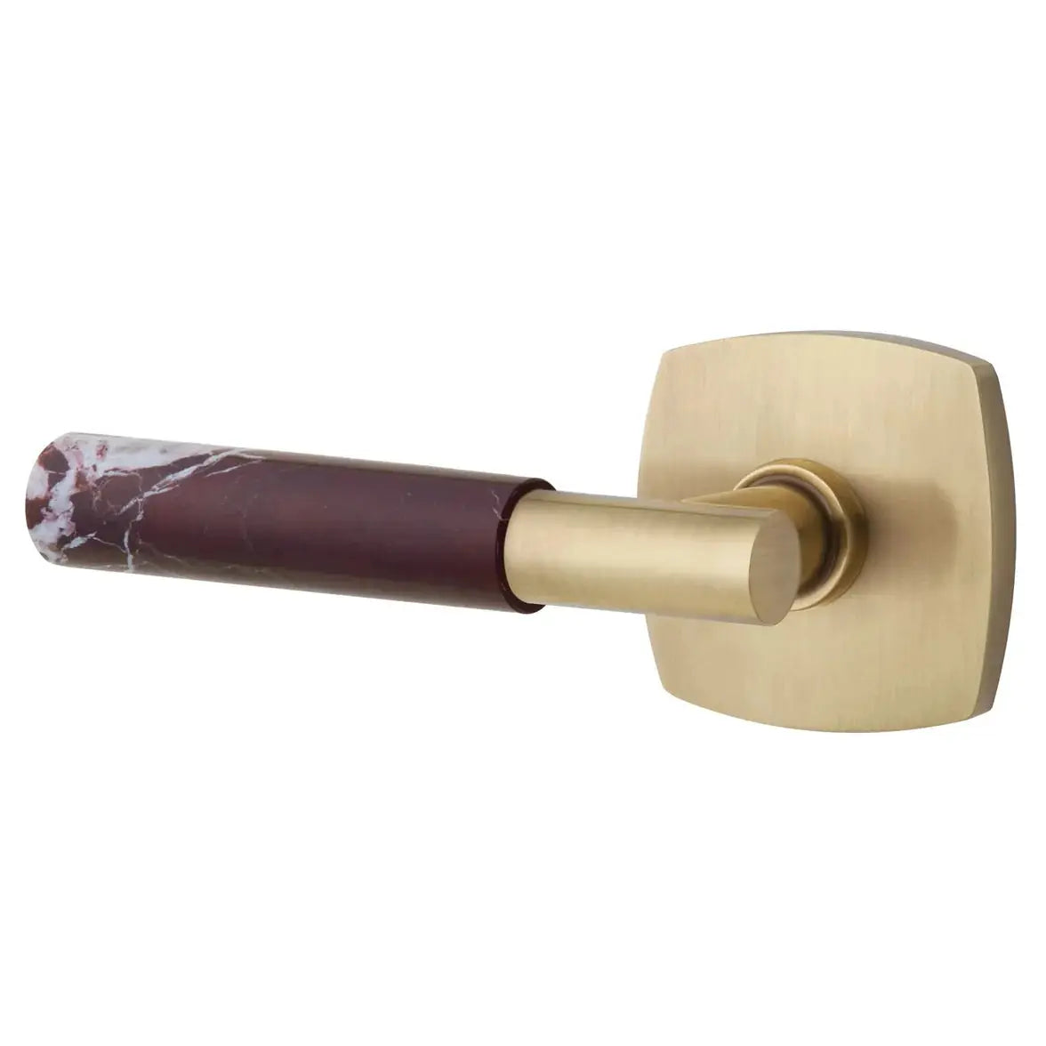 Emtek Rosso Levanto Marble Lever with Urban Modern Rosette and T-Bar Stem by Emtek