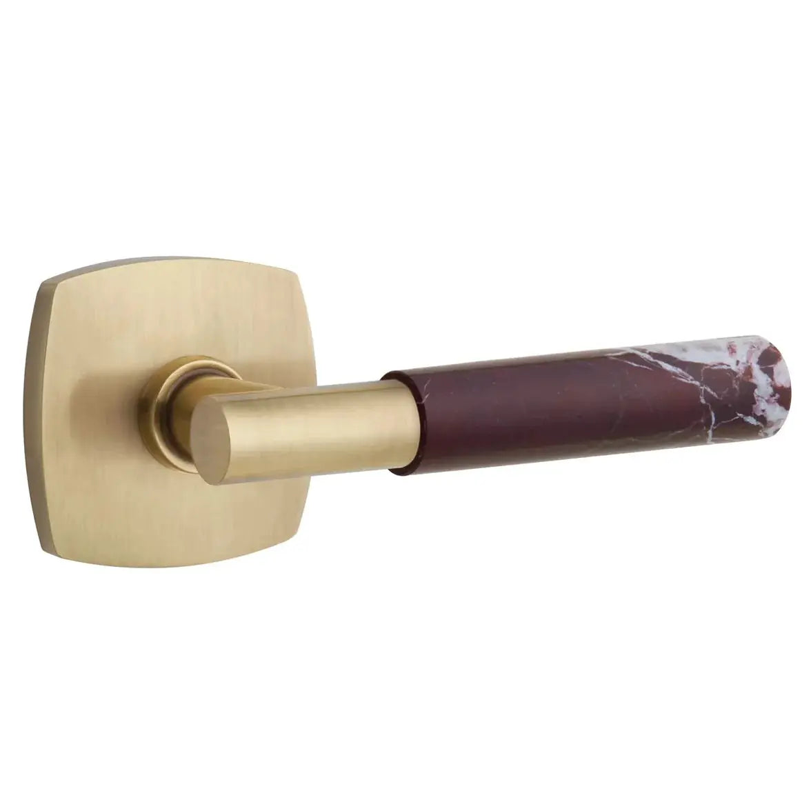 Emtek Rosso Levanto Marble Lever with Urban Modern Rosette and T-Bar Stem by Emtek