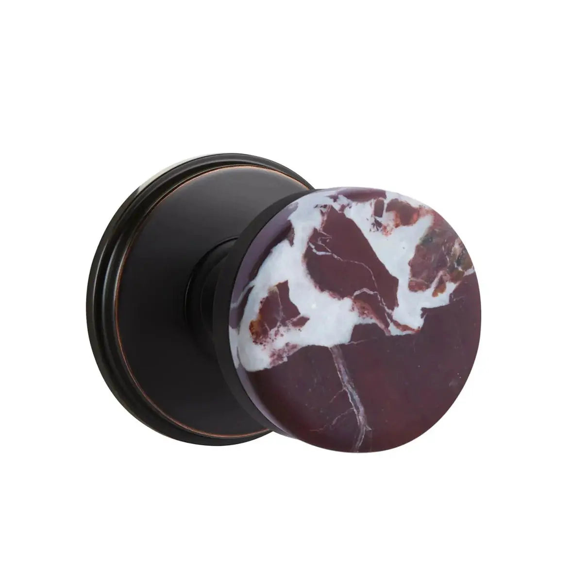 Emtek Rosso Levanto Marble Knob with Watford Rosette and Conical Stem by Emtek