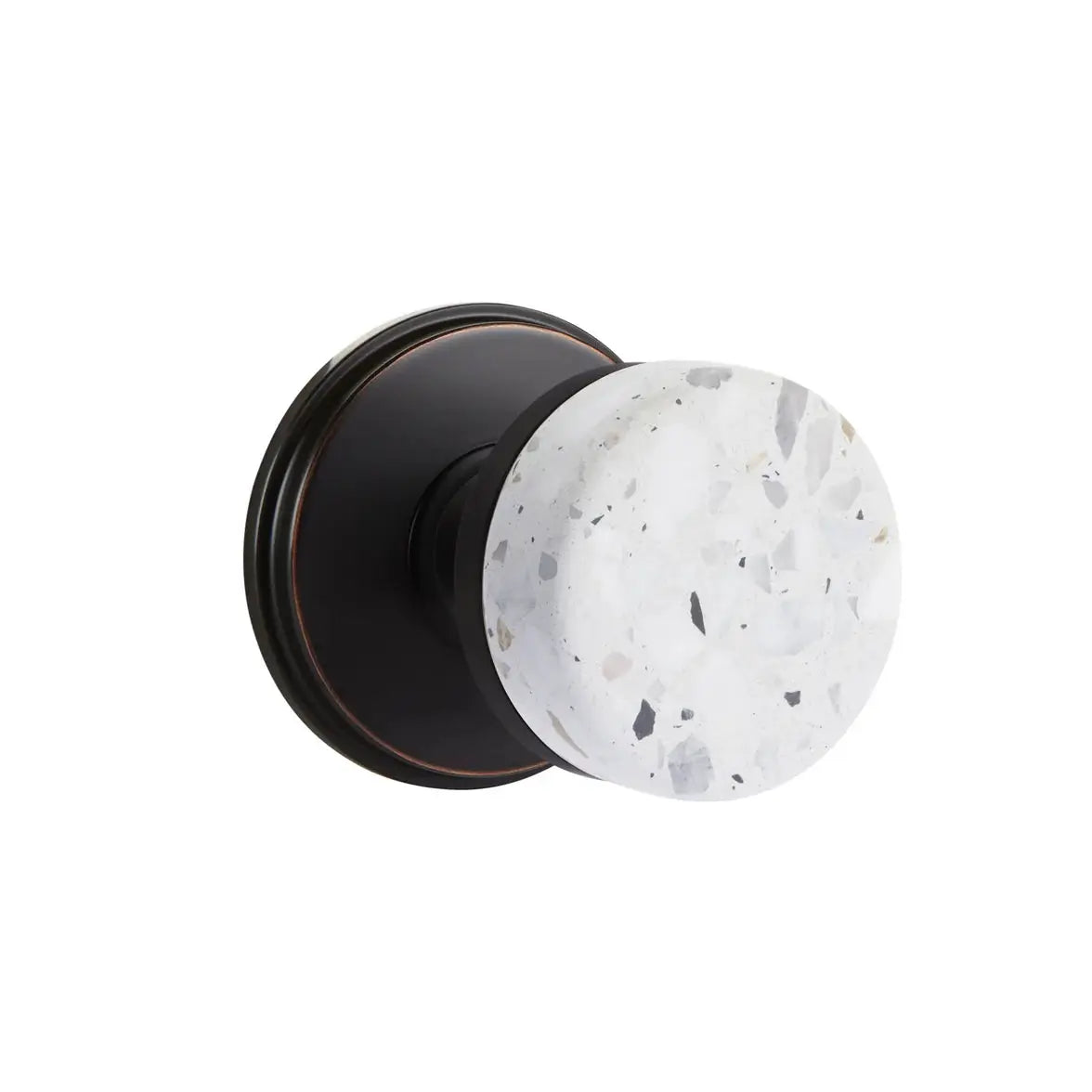 Emtek Light Terrazzo Knob with Watford Rosette and Conical Stem by Emtek