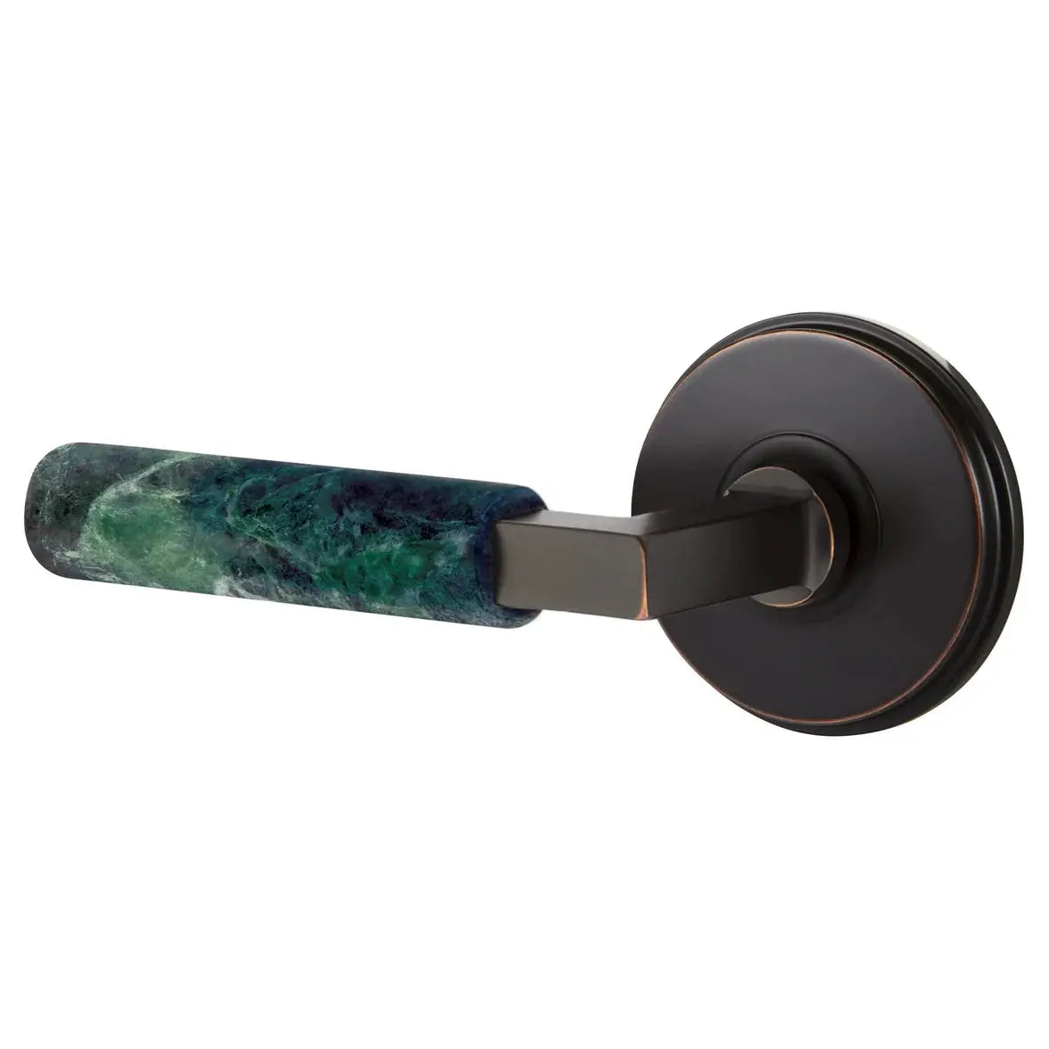 Emtek Green Marble Lever with Watford Rosette and L-Square Stem by Emtek