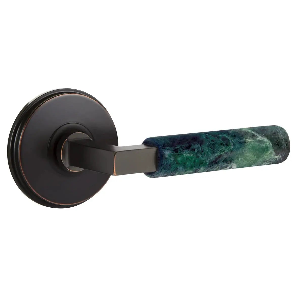 Emtek Green Marble Lever with Watford Rosette and L-Square Stem by Emtek