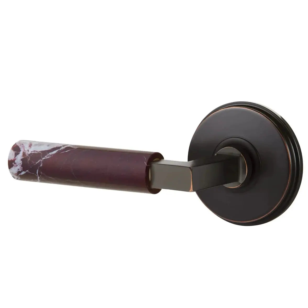 Emtek Rosso Levanto Marble Lever with Watford Rosette and L-Square Stem by Emtek