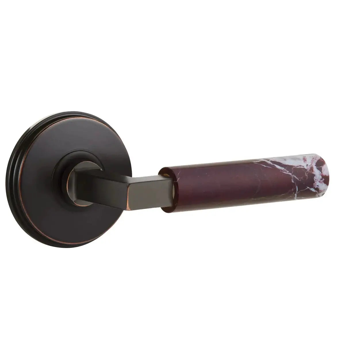 Emtek Rosso Levanto Marble Lever with Watford Rosette and L-Square Stem by Emtek