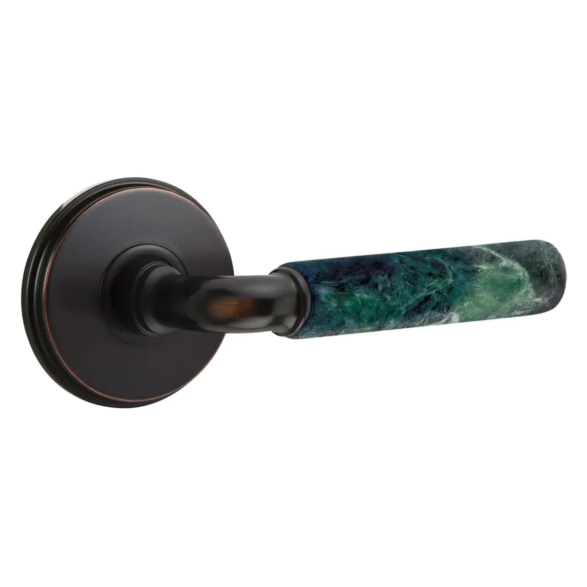 Emtek Green Marble Lever with Watford Rosette and R-Bar Stem by Emtek
