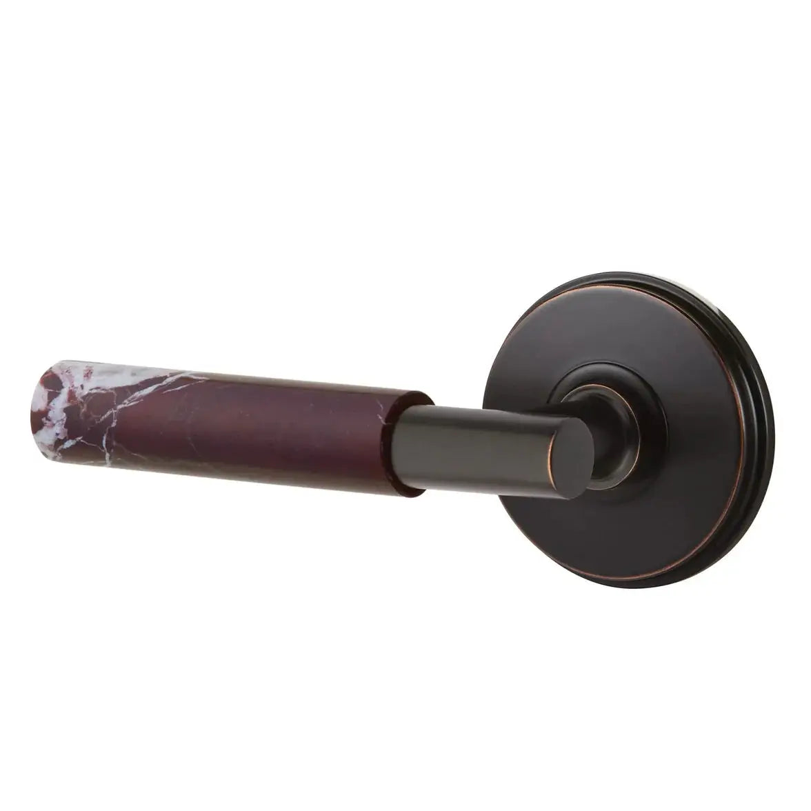 Emtek Rosso Levanto Marble Lever with Watford Rosette and T-Bar Stem by Emtek