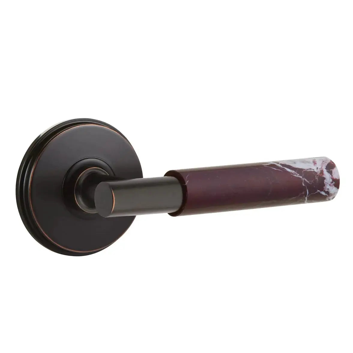 Emtek Rosso Levanto Marble Lever with Watford Rosette and T-Bar Stem by Emtek
