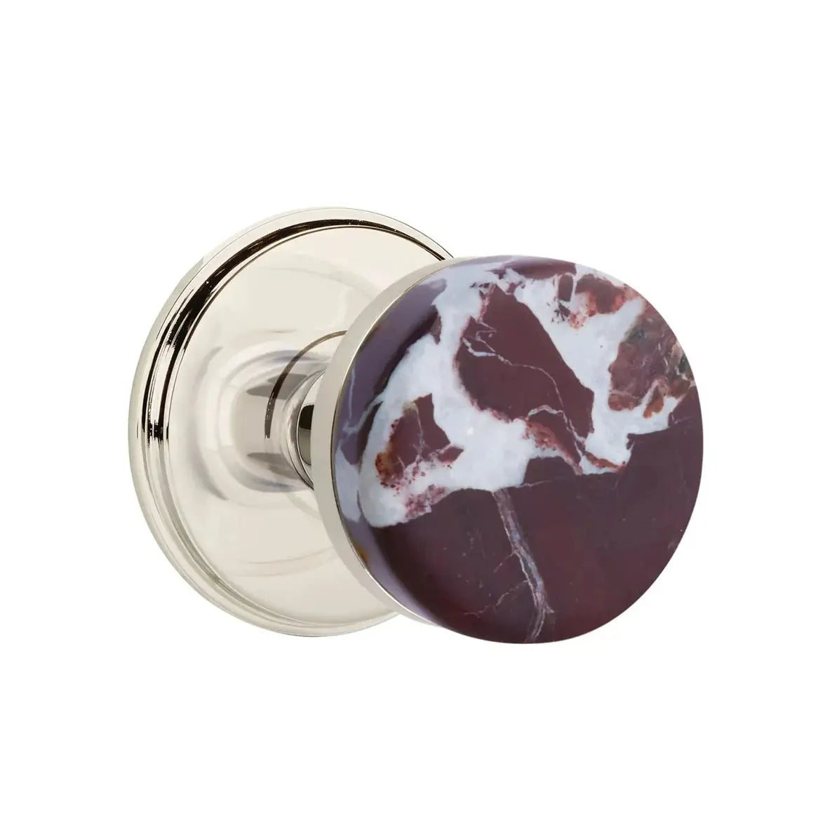 Emtek Rosso Levanto Marble Knob with Watford Rosette and Conical Stem by Emtek