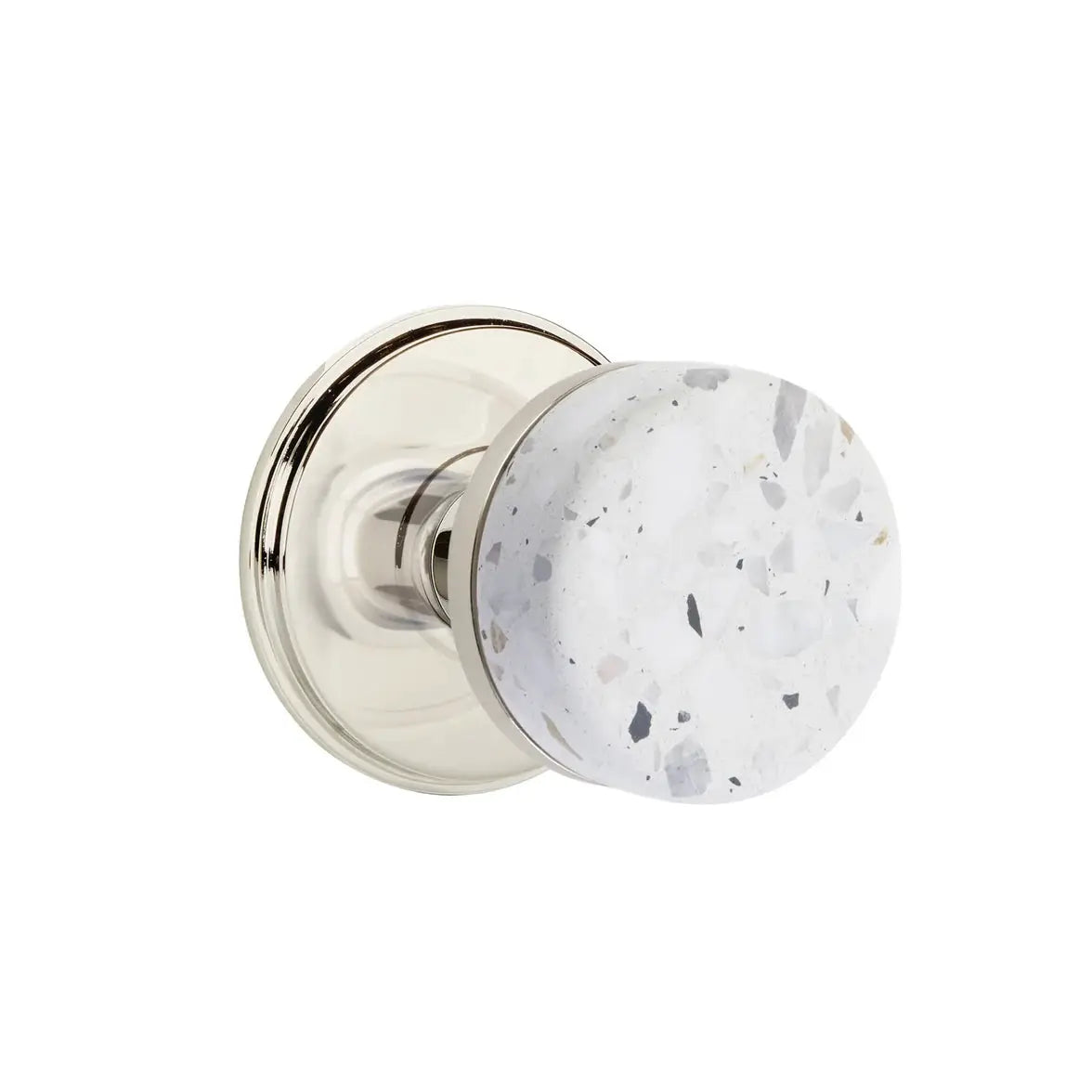 Emtek Light Terrazzo Knob with Watford Rosette and Conical Stem by Emtek