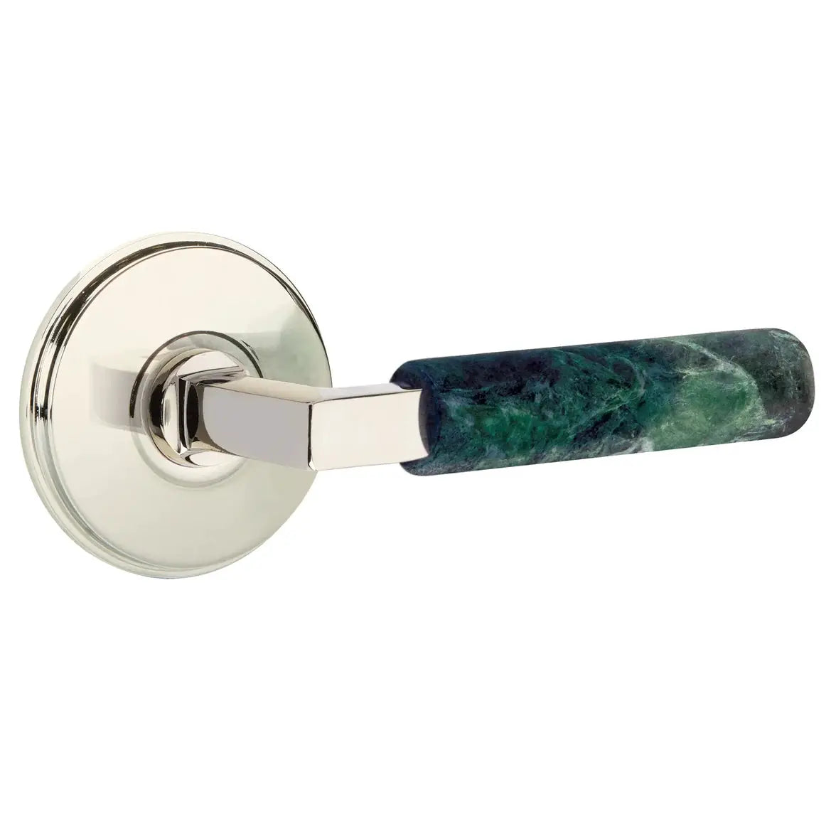 Emtek Green Marble Lever with Watford Rosette and L-Square Stem by Emtek