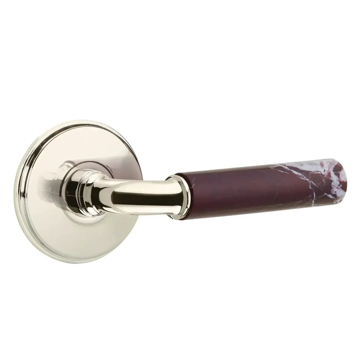 Emtek Rosso Levanto Marble Lever with Watford Rosette and R-Bar Stem by Emtek