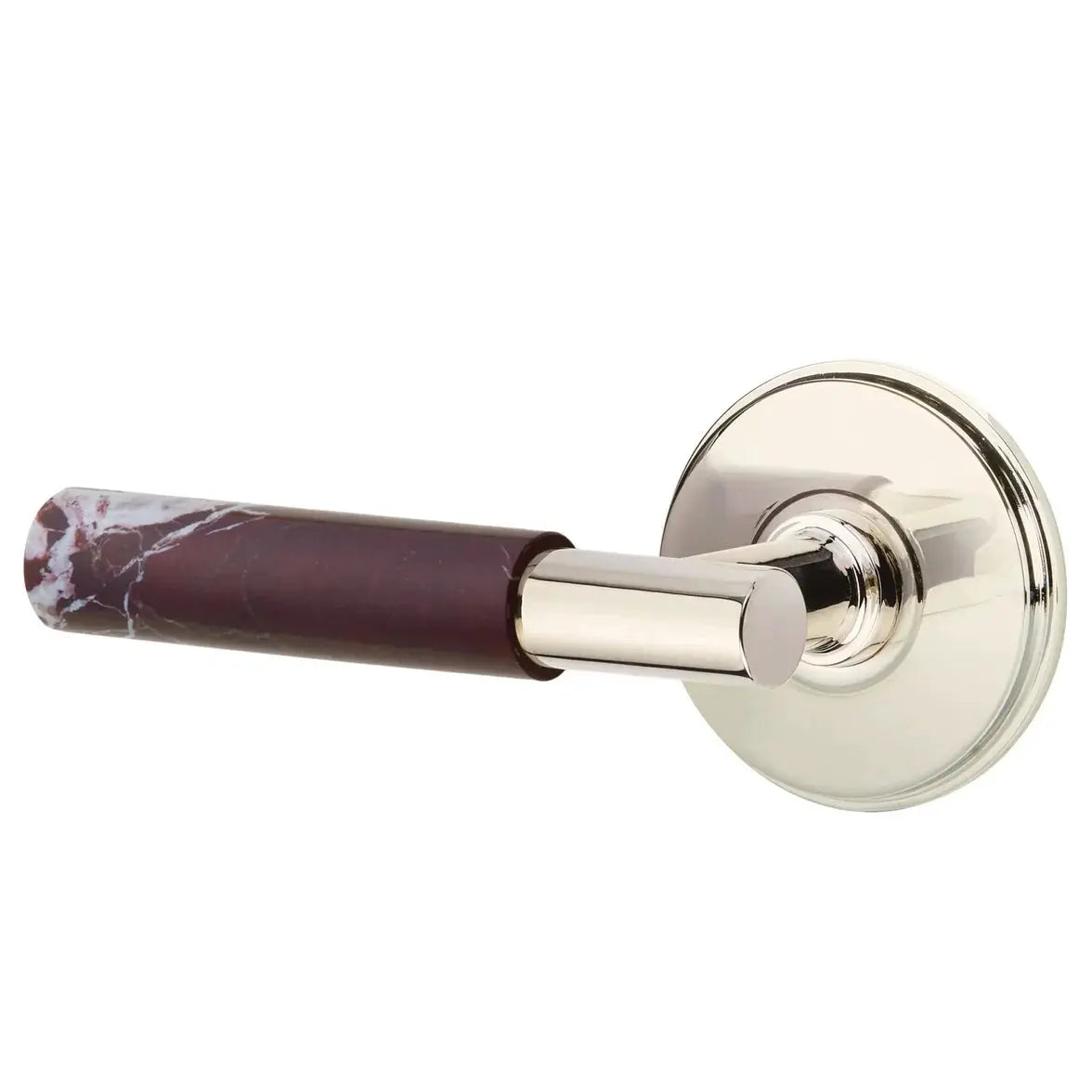 Emtek Rosso Levanto Marble Lever with Watford Rosette and T-Bar Stem by Emtek