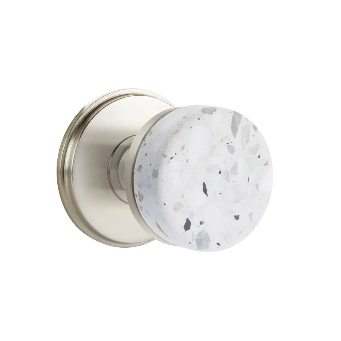 Emtek Light Terrazzo Knob with Watford Rosette and Conical Stem by Emtek