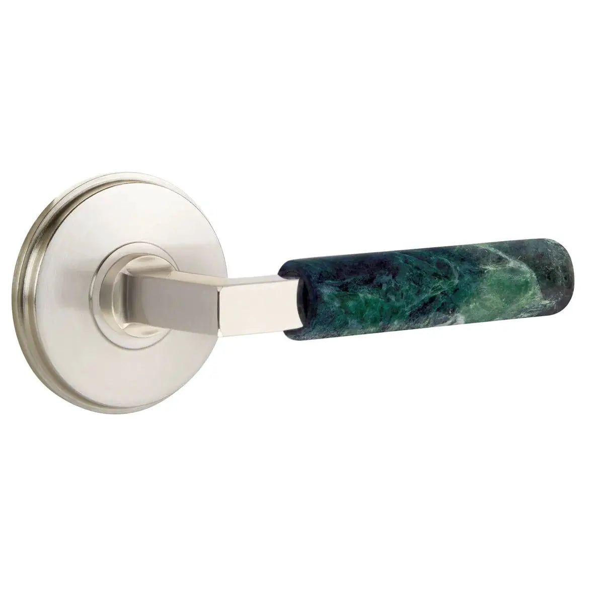 Emtek Green Marble Lever with Watford Rosette and L-Square Stem by Emtek