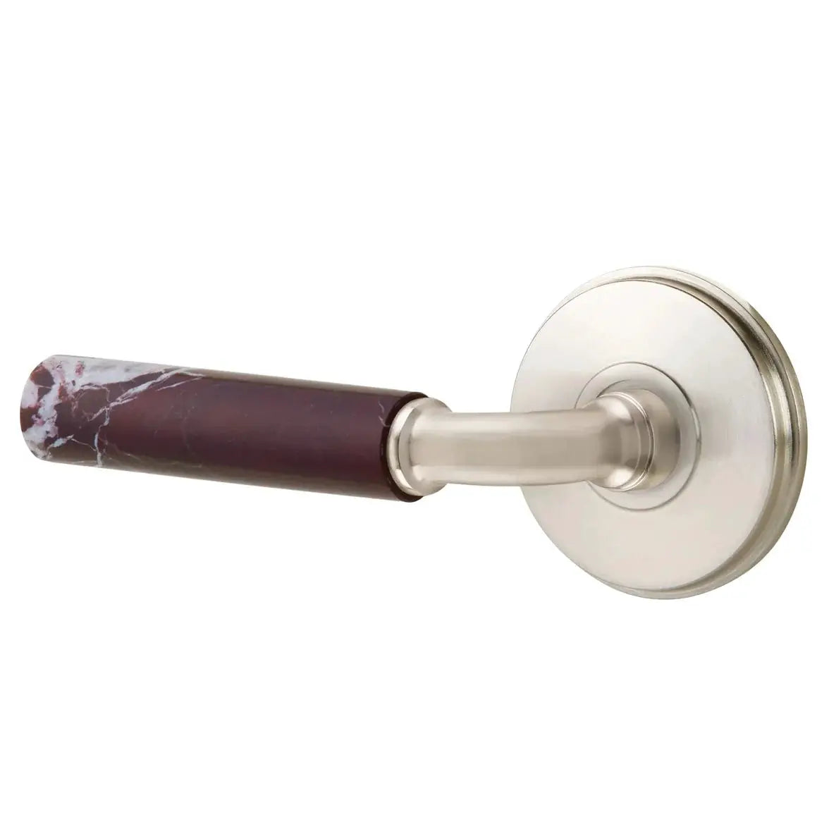 Emtek Rosso Levanto Marble Lever with Watford Rosette and R-Bar Stem by Emtek