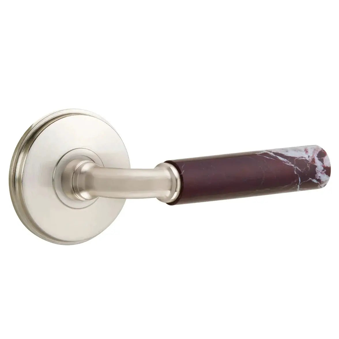 Emtek Rosso Levanto Marble Lever with Watford Rosette and R-Bar Stem by Emtek