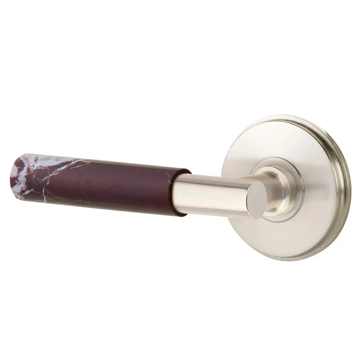 Emtek Rosso Levanto Marble Lever with Watford Rosette and T-Bar Stem by Emtek