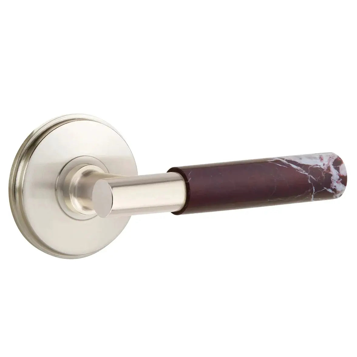 Emtek Rosso Levanto Marble Lever with Watford Rosette and T-Bar Stem by Emtek