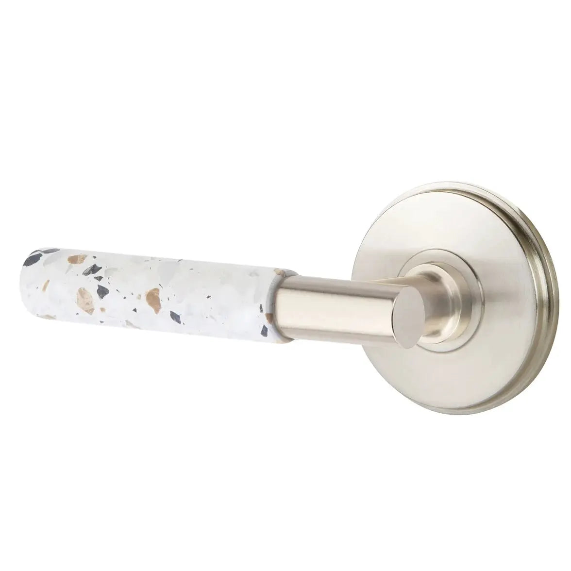 Emtek Light Terrazzo Lever with Watford Rosette and T-Bar Stem by Emtek