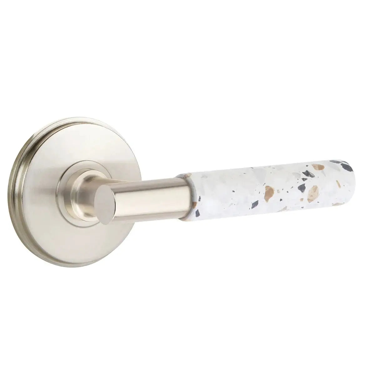 Emtek Light Terrazzo Lever with Watford Rosette and T-Bar Stem by Emtek