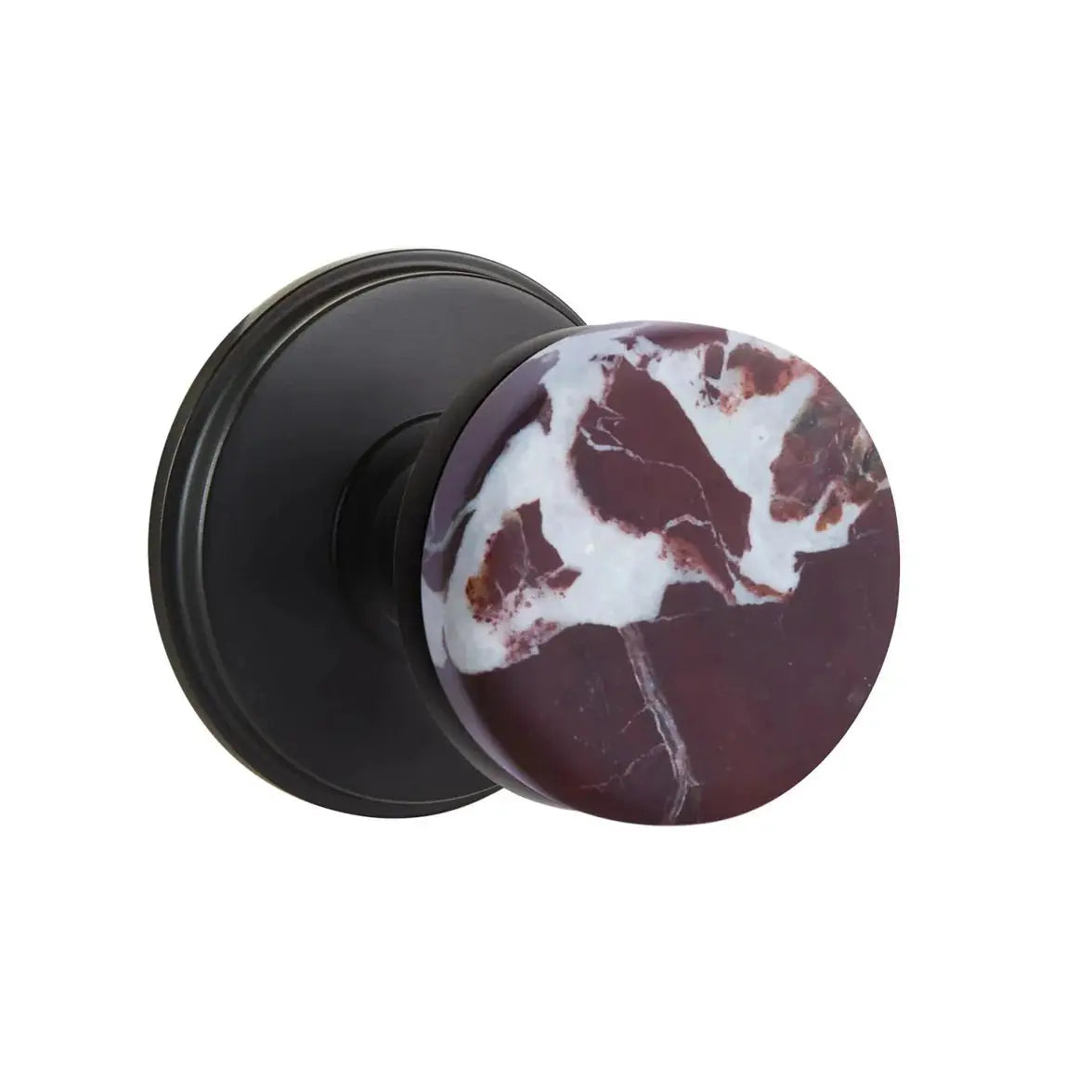Emtek Rosso Levanto Marble Knob with Watford Rosette and Conical Stem by Emtek