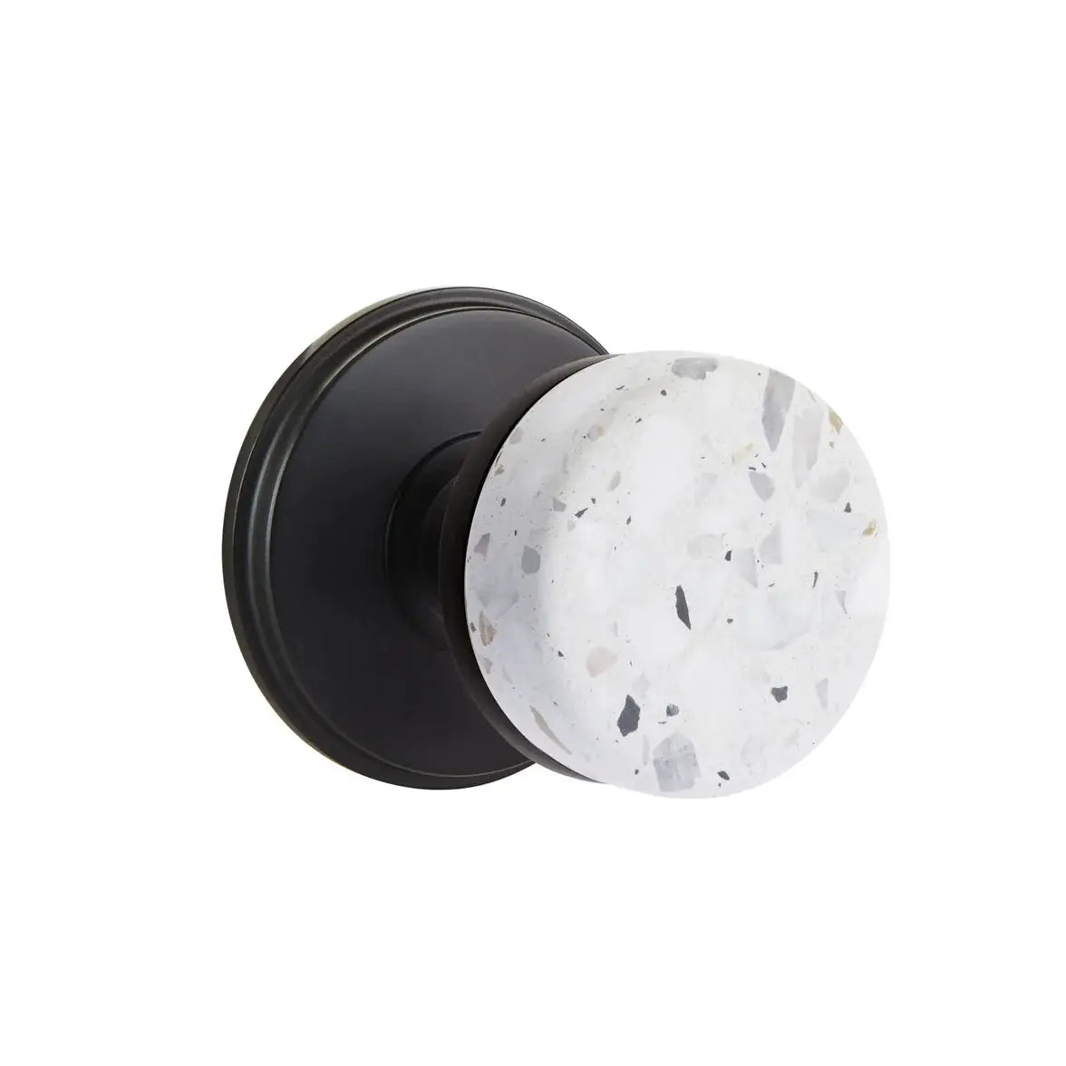 Emtek Light Terrazzo Knob with Watford Rosette and Conical Stem by Emtek