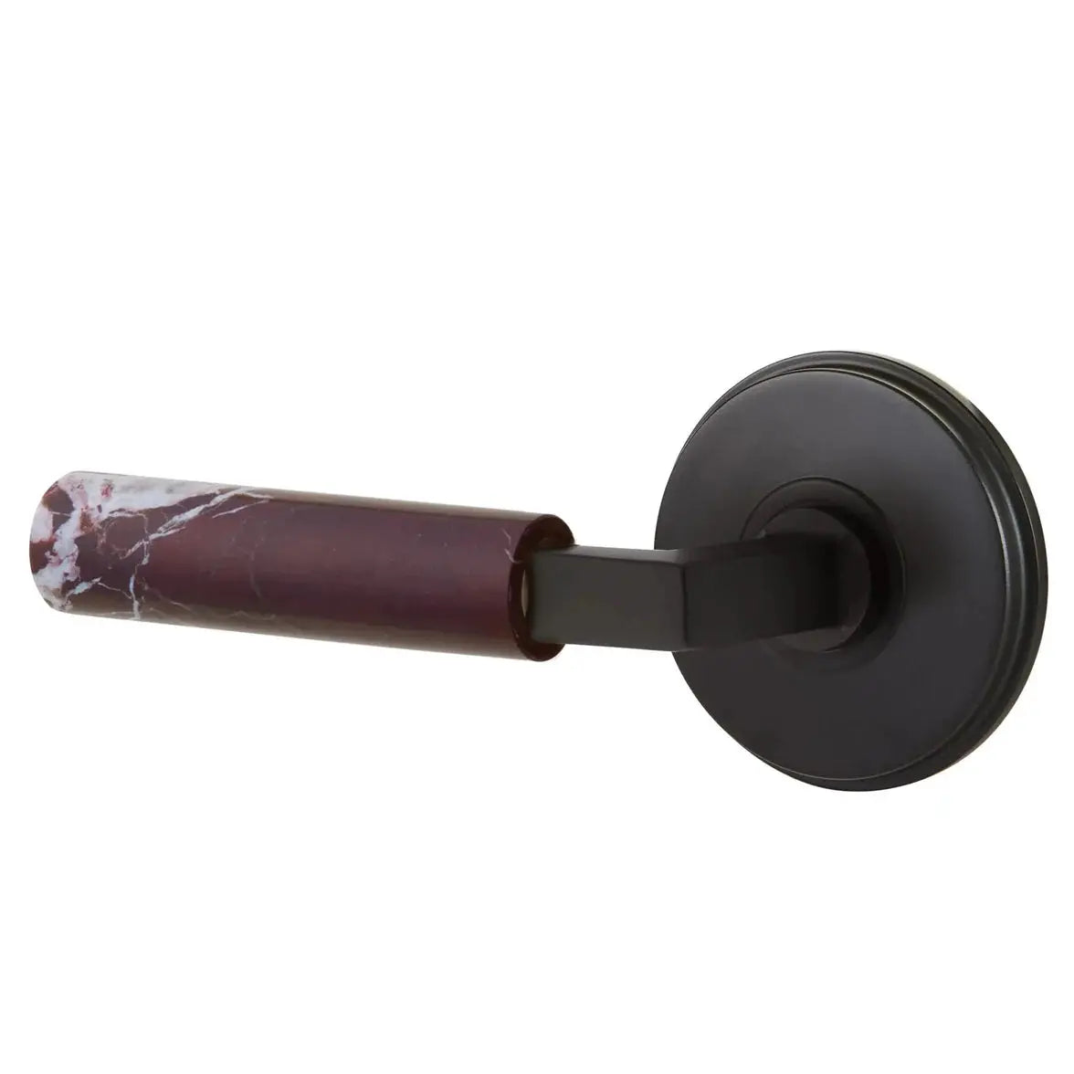 Emtek Rosso Levanto Marble Lever with Watford Rosette and L-Square Stem by Emtek