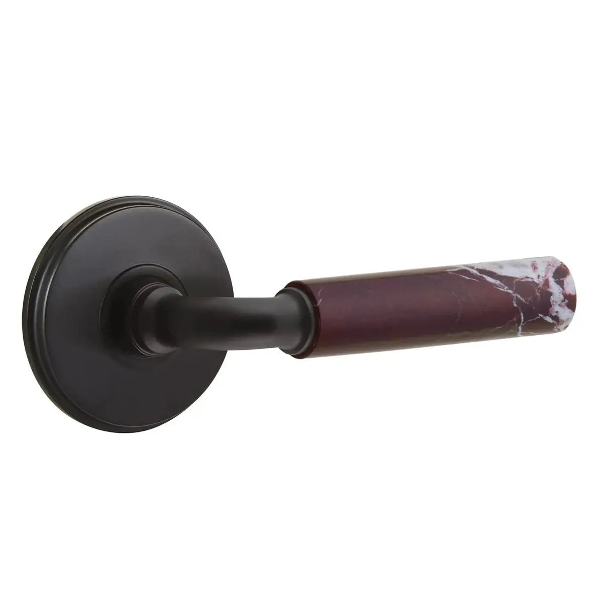 Emtek Rosso Levanto Marble Lever with Watford Rosette and R-Bar Stem by Emtek