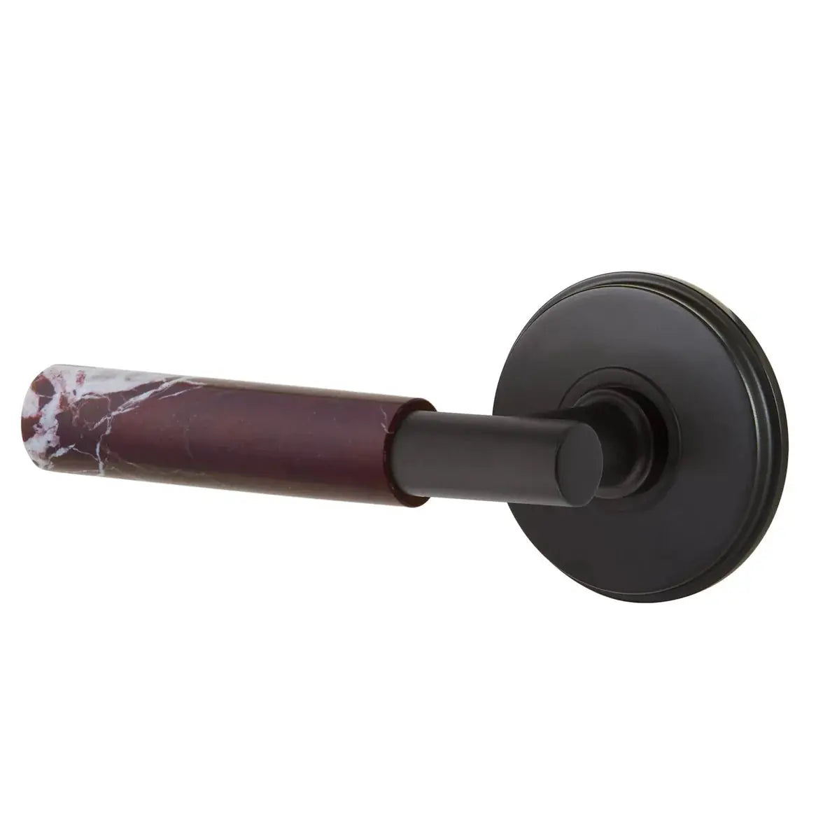 Emtek Rosso Levanto Marble Lever with Watford Rosette and T-Bar Stem by Emtek