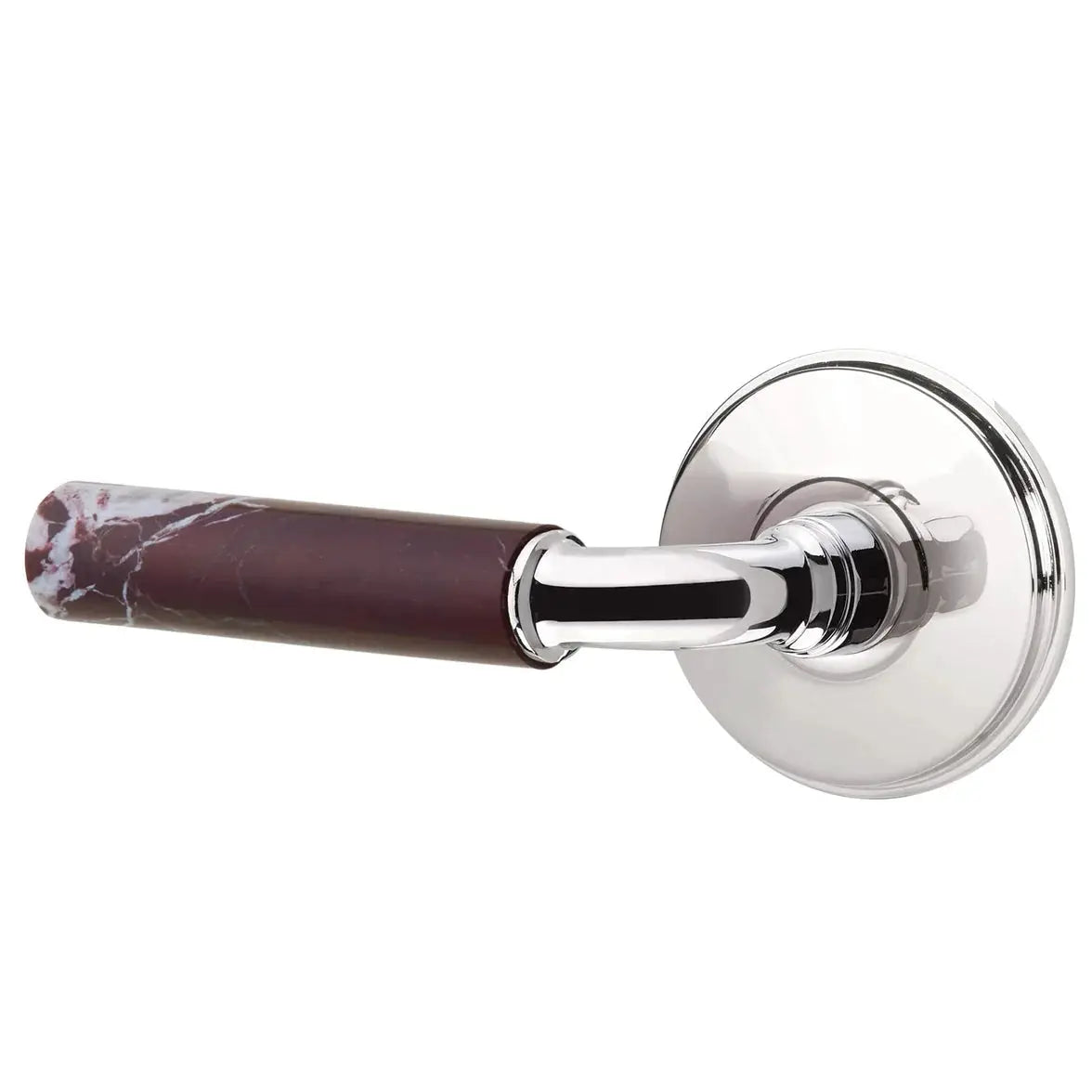 Emtek Rosso Levanto Marble Lever with Watford Rosette and R-Bar Stem by Emtek